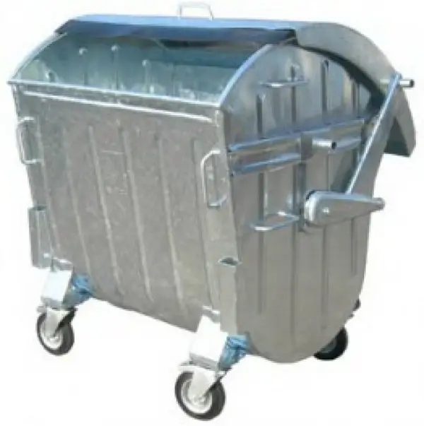 Container metalic 1100 l zincat la cald pentru gunoi