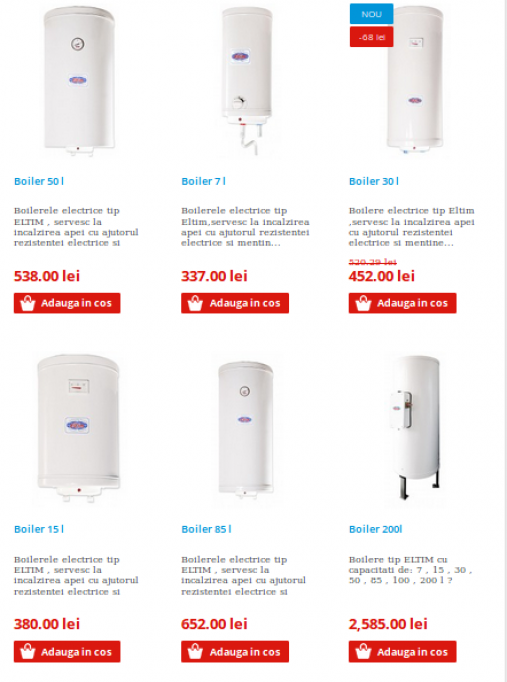 Boilere la oferta